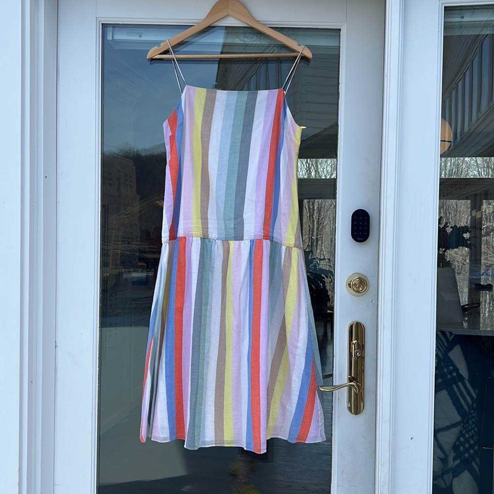 WHIT Striped Linen Midi Dress. Size M.